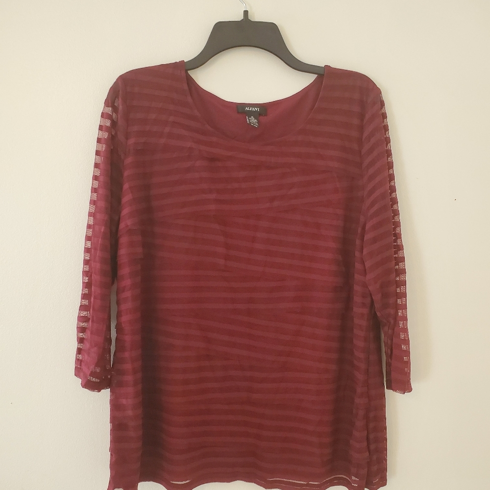 Alfani Sheer Layered Fitted Top